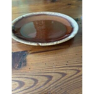 VTG Hull Pottery Oval 12" X 9.25” Platter Brown Drip Glaze Oven Proof